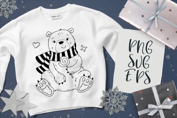 Christmas Bear SVG, EPS Png Illustrations