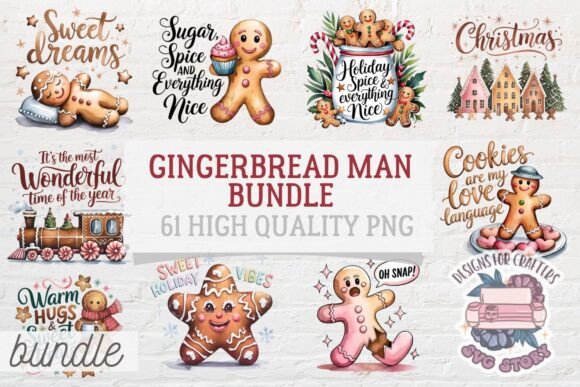 Christmas Gingerbread Mans Bundle 61 PNG: A Designer’s Take on Festive Illustrations
