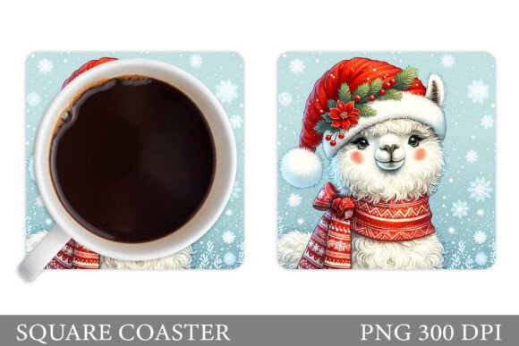 Christmas Lama Coaster Design for Festive Illustrations
