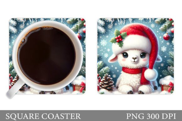 Christmas Lama Coaster Sublimation: Modern Illustrations for Publishers