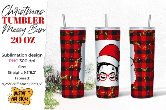 Christmas Messy Bun Santa s Hat Tumbler