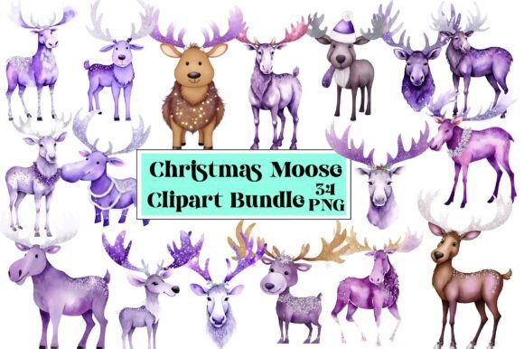 Christmas Moose Clipart Bundle Review