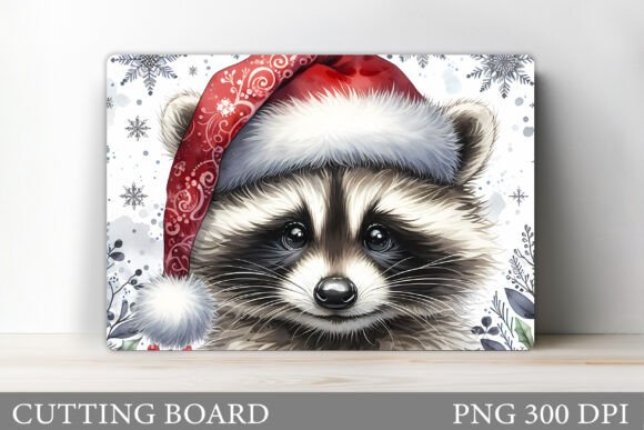 Christmas Raccoon Cutting Board Design for Illustrations