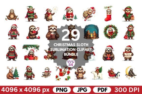 Christmas Sloth Sublimation Clipart Set: A Publisher’s Review of Seasonal Illustrations