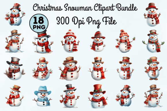 Christmas Snowman Cowboy Hat Clipart for Illustrations