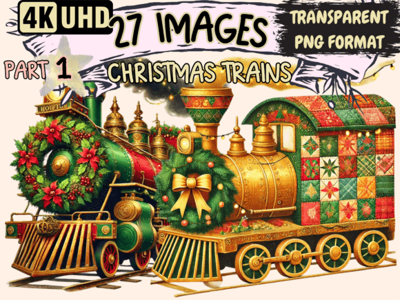 Christmas Trains Clipart P1: A Designer’s Review for Seasonal Illustrations
