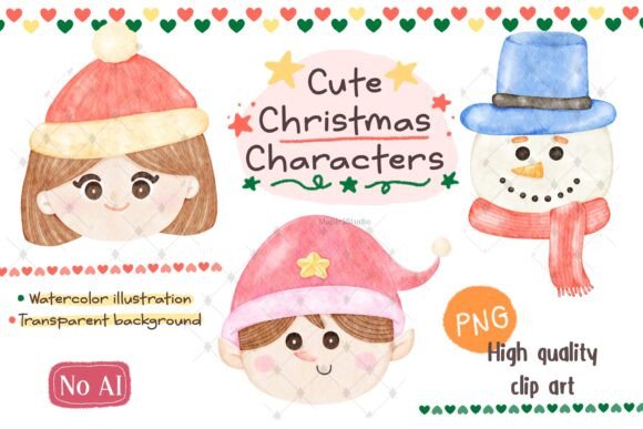 Cute Christmas Character Head Set: A Brand Designer’s Review of Holiday Illustrations