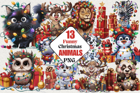 Funny Christmas Animals Clip Art Bundle: A Designer’s Review of Holiday Illustrations