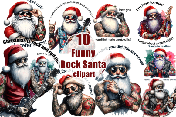 Funny Christmas Rock Santa Quote Clipart for Modern Illustrations