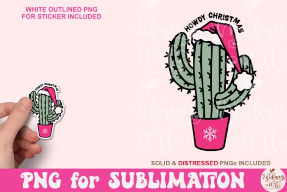 Howdy Christmas Png, Christmas Cactus Illustrations