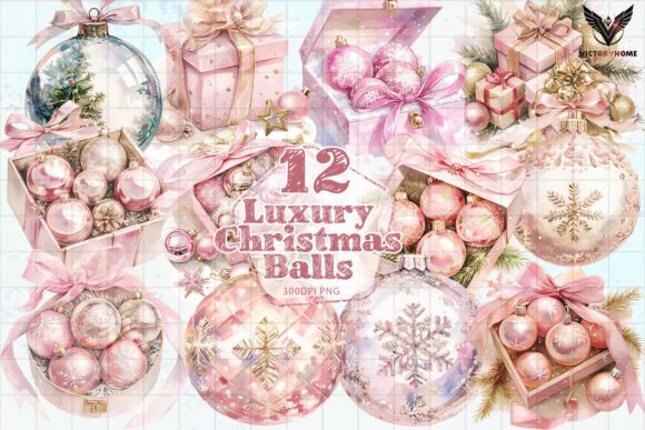 Luxury Christmas Balls Clipart PNG for Illustrations