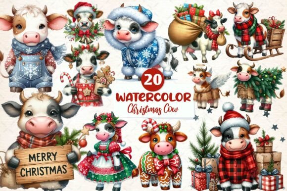 Old Rustic Christmas Cow Clipart Review