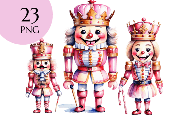 Pink Christmas Nutcracker Clipart Bundle for Illustrations