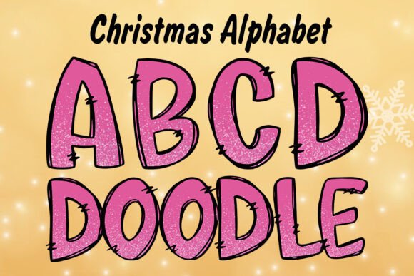 Pink Glitter Christmas Alphabet Png for Illustrations
