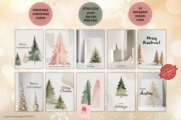 Printable Minimal Christmas Cards 2: Illustrations for Crafters