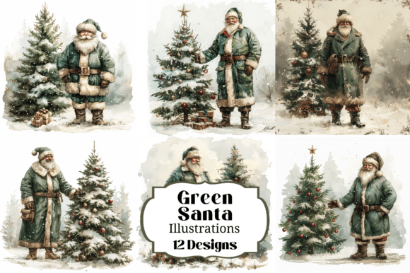 Review: 12 Green Santa Christmas Illustrations for Brand Campaigns