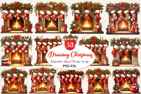 Vintage Drawing Christmas Clipart Bundle: Illustrations for Branding