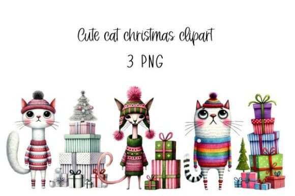 Whimsical Christmas Cat Clipart V2: A Designer's Review of Seasonal Illustrations